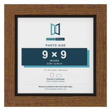 Dark Oak 10 x 10 inch picture frame with a black mount for a 9 x 9 inch photo