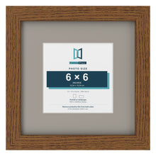 Dark Oak 10 x 10 inch picture frame with a Dawn Grey mount for a 6 x 6 inch photo