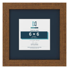 Dark Oak 10 x 10 inch picture frame with a Pacific Blue mount for a 6 x 6 inch photo