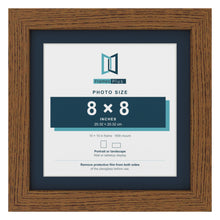 Dark Oak 10 x 10 inch picture frame with a Pacific Blue mount for an 8 x 8 inch photo