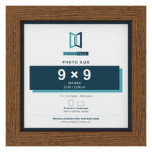 Dark Oak 10 x 10 inch picture frame with a Pacific Blue mount for a 9 x 9 inch photo
