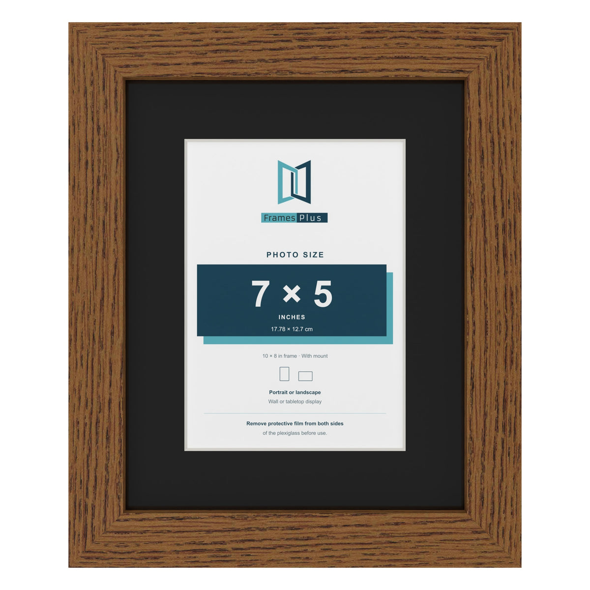 Dark Oak 10 x 8 inch picture frame with a black mount for a 7 x 5 inch photo