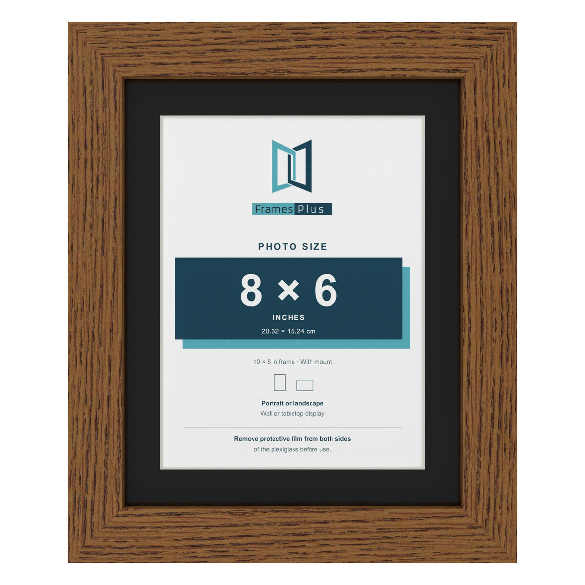 Dark Oak 10 x 8 inch picture frame with a black mount for an 8 x 6 inch photo
