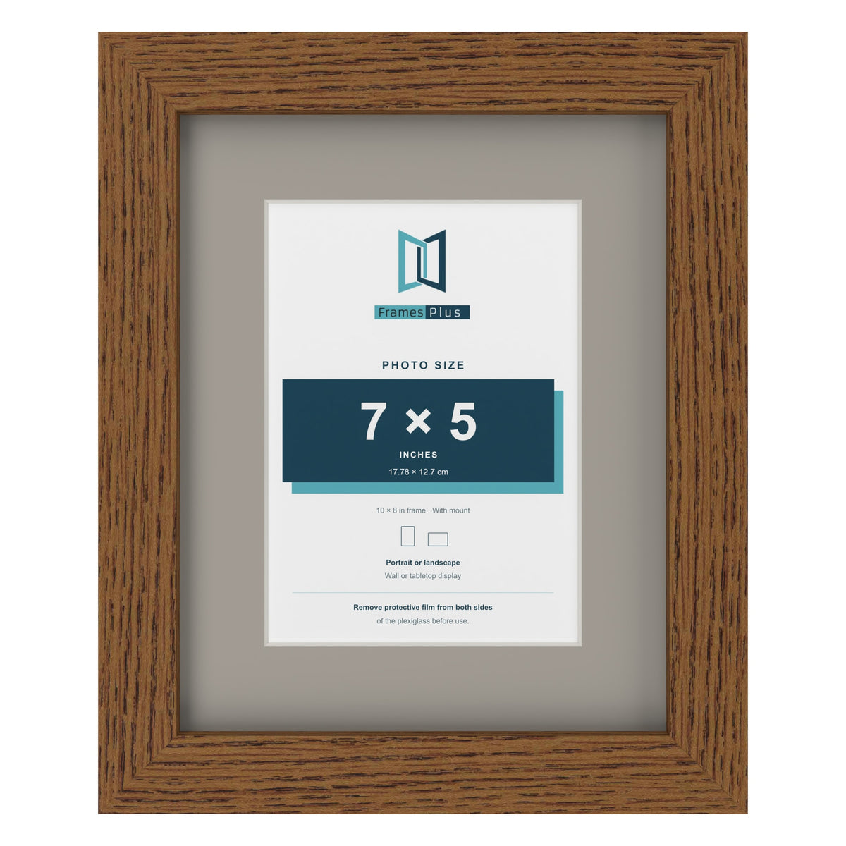 Dark Oak 10 x 8 inch picture frame with a Dawn Grey mount for a 7 x 5 inch photo