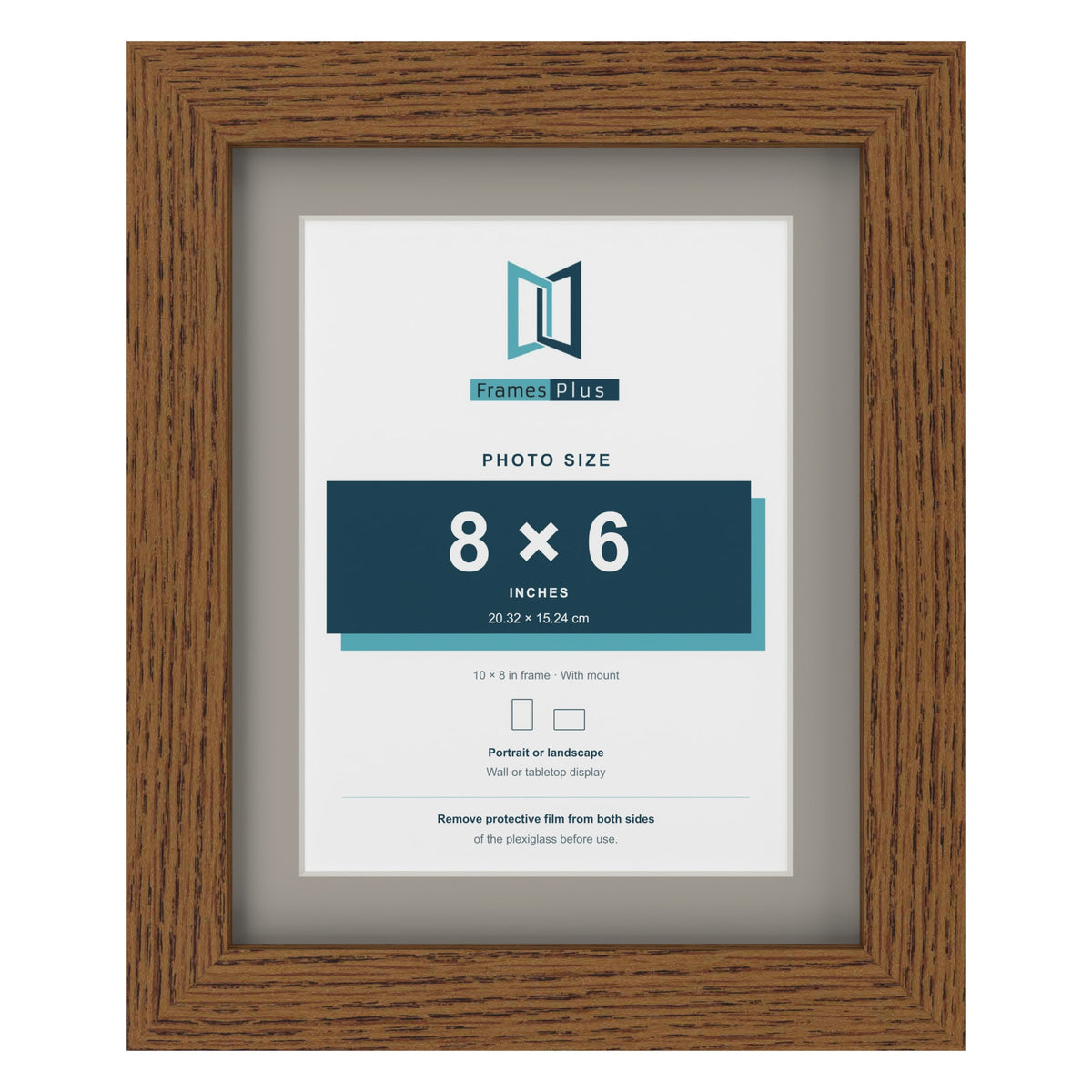 Dark Oak 10 x 8 inch picture frame with a Dawn Grey mount for an 8 x 6 inch photo
