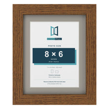 Dark Oak 10 x 8 inch picture frame with a Dawn Grey mount for an 8 x 6 inch photo