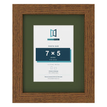 Dark Oak 10 x 8 inch picture frame with a green mount for a 7 x 5 inch photo