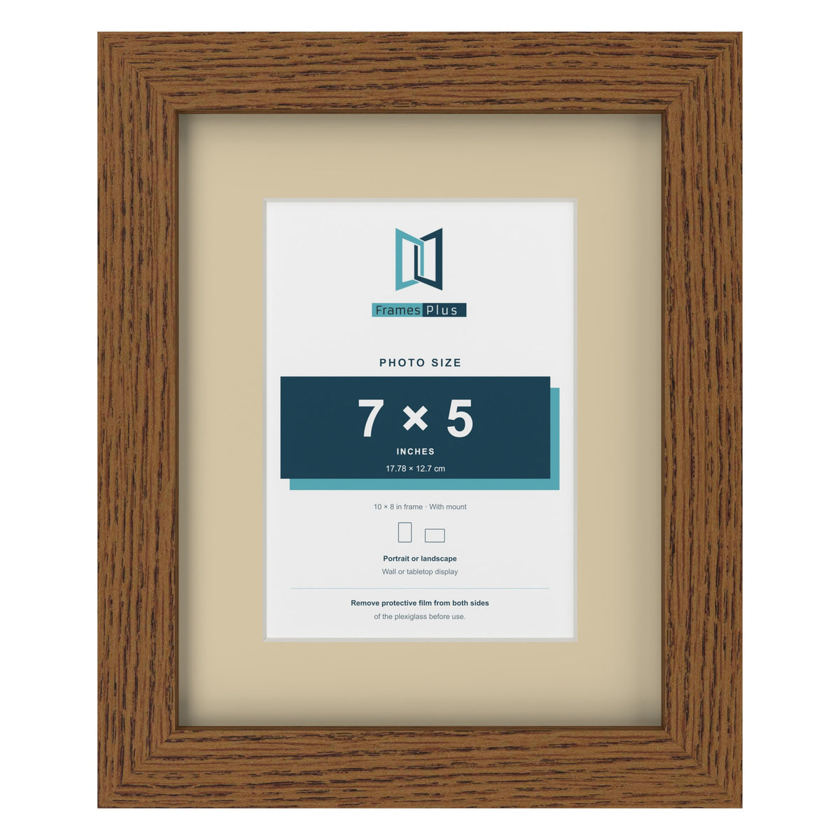 Dark Oak 10 x 8 inch picture frame with an ivory mount for a 7 x 5 inch photo