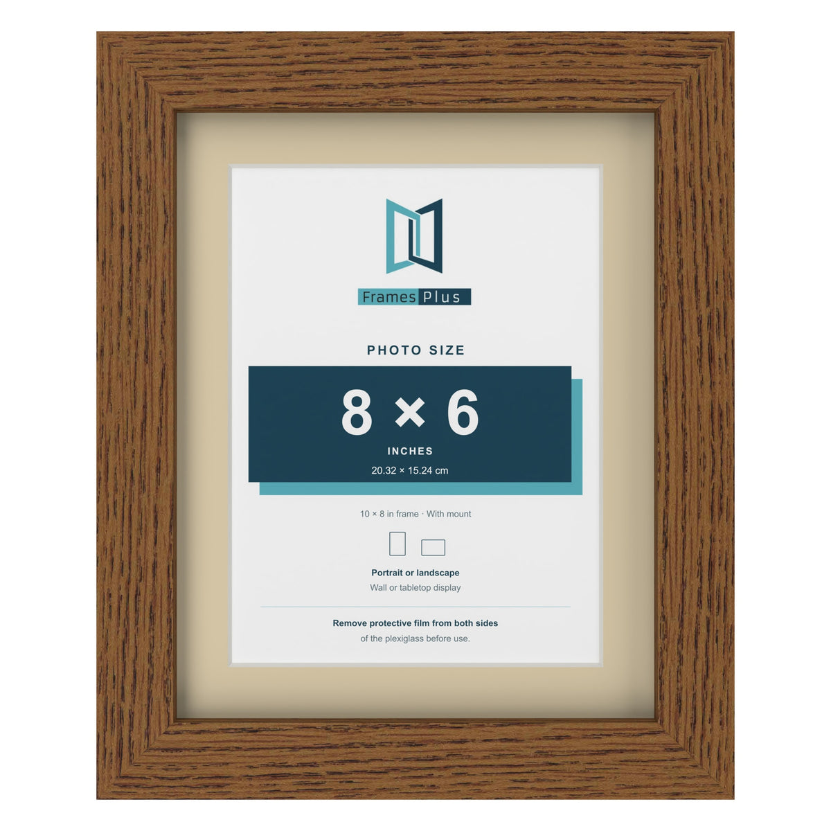 Dark Oak 10 x 8 inch picture frame with an ivory mount for an 8 x 6 inch photo