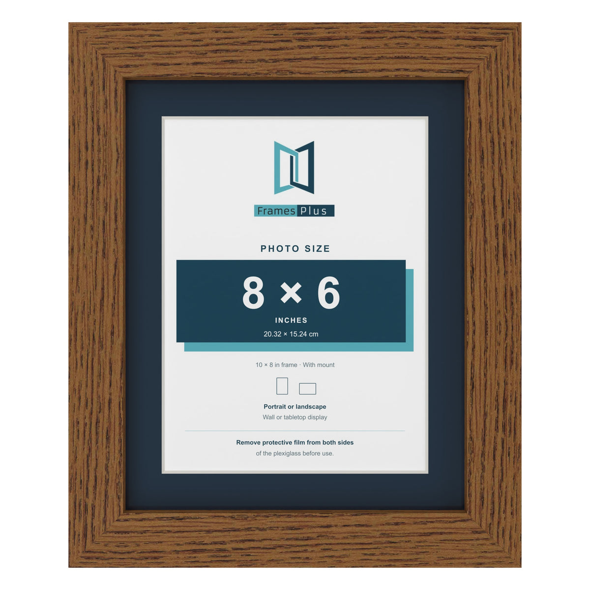 Dark Oak 10 x 8 inch picture frame with a Pacific Blue mount for an 8 x 6 inch photo