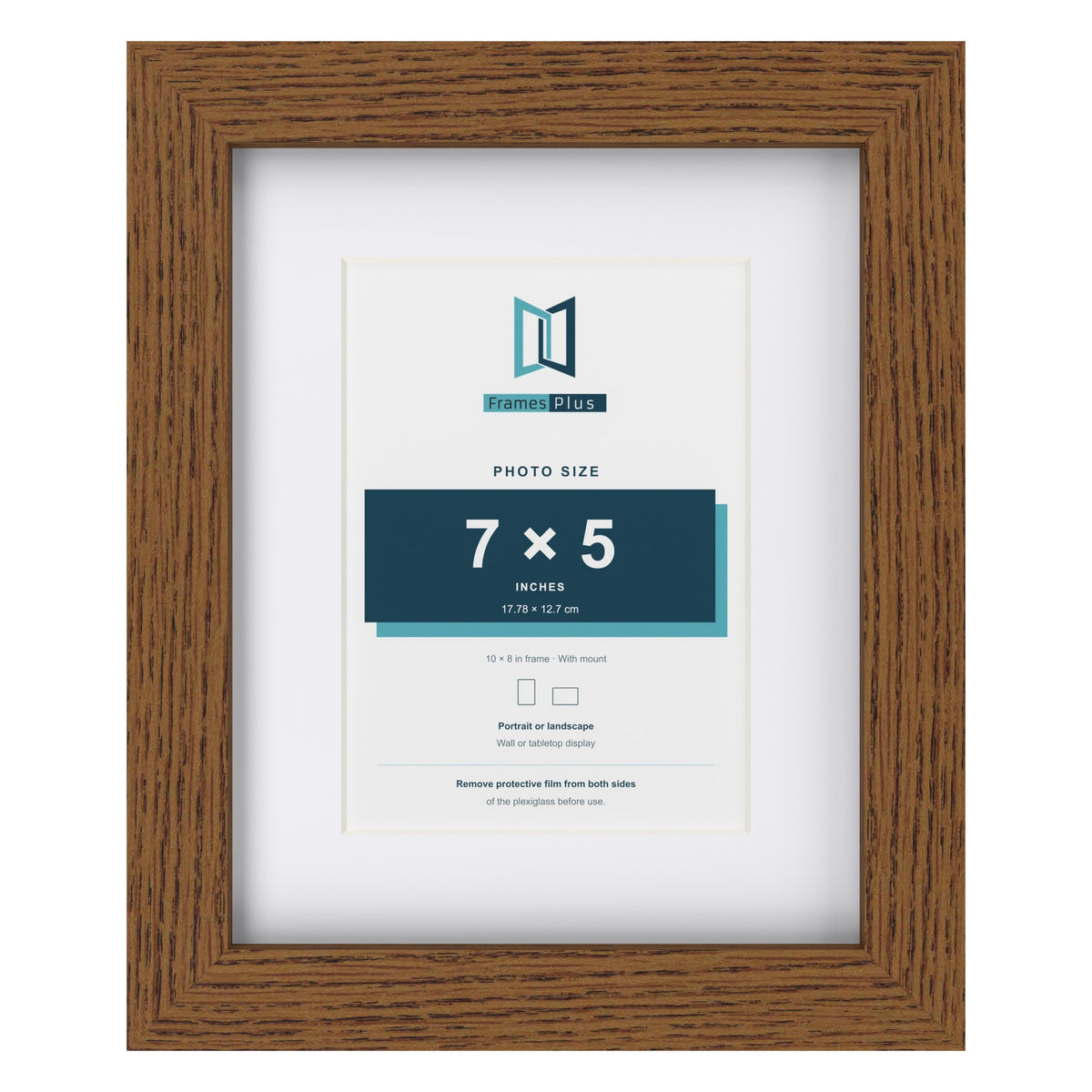 Dark Oak 10 x 8 inch picture frame with a white mount for a 7 x 5 inch photo
