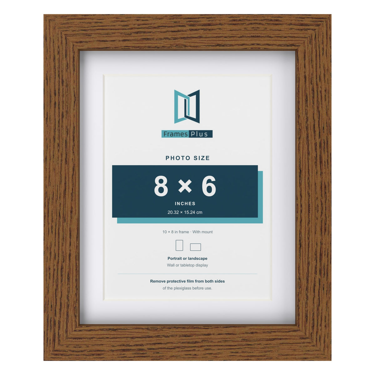 Dark Oak 10 x 8 inch picture frame with a white mount for a 8 x 6 inch photo