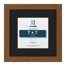 Dark Oak 11 x 11 inch picture frame with a black mount for a 7 x 7 inch photo