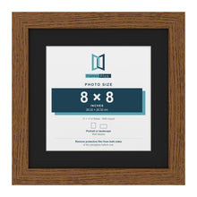 Dark Oak 11 x 11 inch picture frame with a black mount for an 8 x 8 inch photo