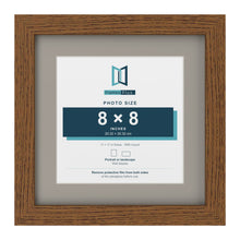 Dark Oak 11 x 11 inch picture frame with a Dawn Grey mount for an 8 x 8 inch photo
