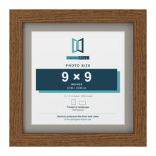 Dark Oak 11 x 11 inch picture frame with a Dawn Grey mount for a 9 x 9 inch photo