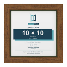 Dark Oak 11 x 11 inch picture frame with a green mount for a 10 x 10 inch photo