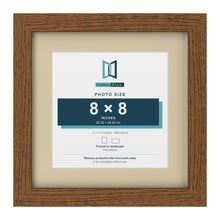 Dark Oak 11 x 11 inch picture frame with an ivory mount for an 8 x 8 inch photo