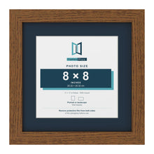 Dark Oak 11 x 11 inch picture frame with a Pacific Blue mount for an 8 x 8 inch photo