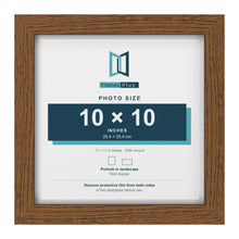 Dark Oak 11 x 11 inch picture frame with a white mount for a 10 x 10 inch photo
