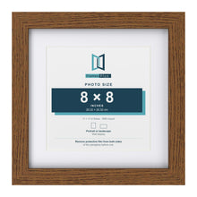Dark Oak 11 x 11 inch picture frame with a white mount for a 8 x 8 inch photo