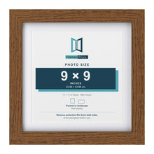 Dark Oak 11 x 11 inch picture frame with a white mount for a 9 x 9 inch photo