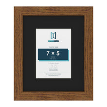 Dark Oak 11 x 9 inch picture frame with a black mount for a 7 x 5 inch photo