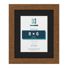 Dark Oak 11 x 9 inch picture frame with a black mount for an 8 x 6 inch photo