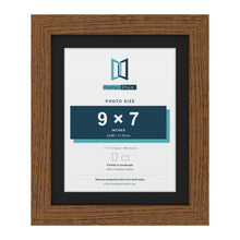 Dark Oak 11 x 9 inch picture frame with a black mount for a 9 x 7 inch photo
