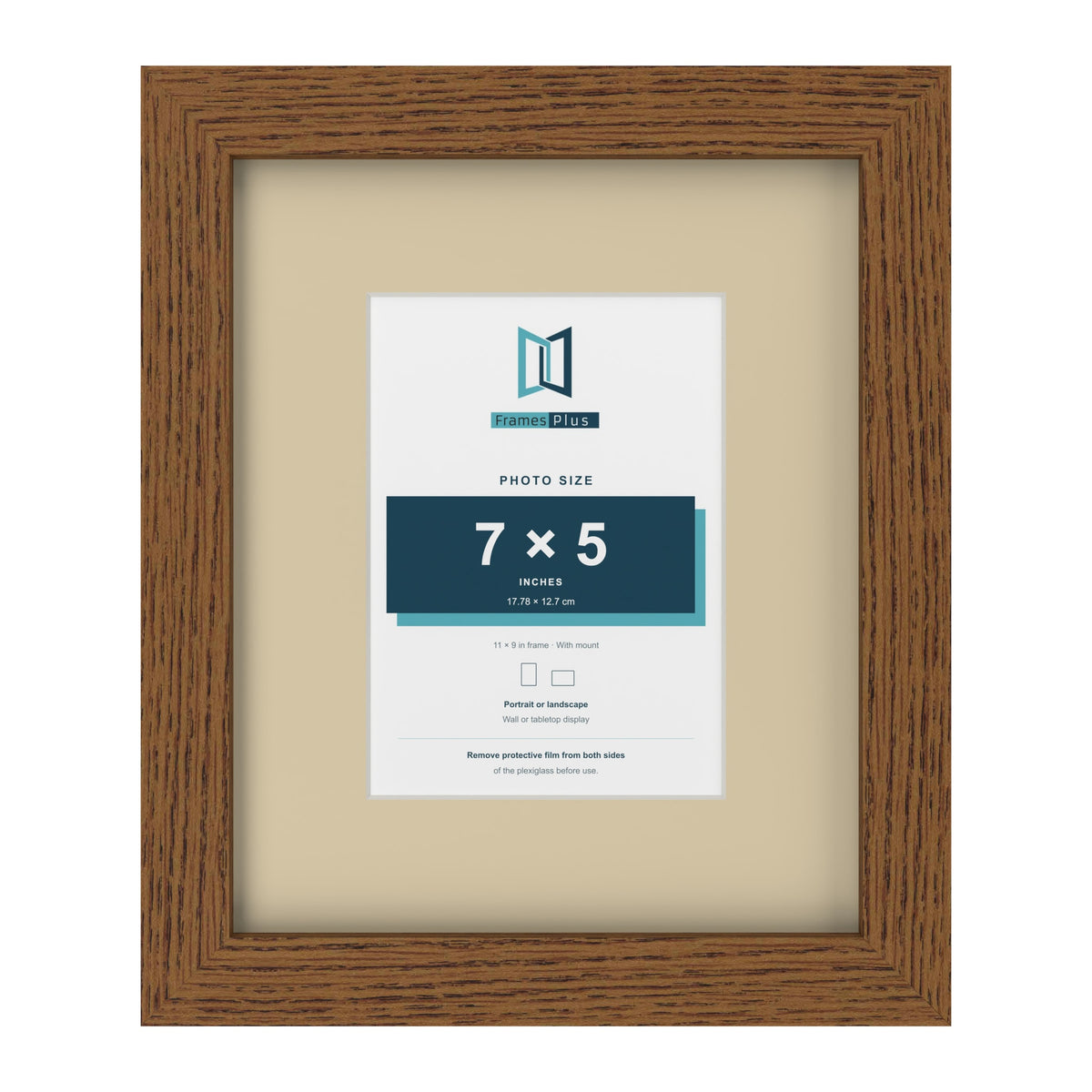 Dark Oak 11 x 9 inch picture frame with an ivory mount for a 7 x 5 inch photo