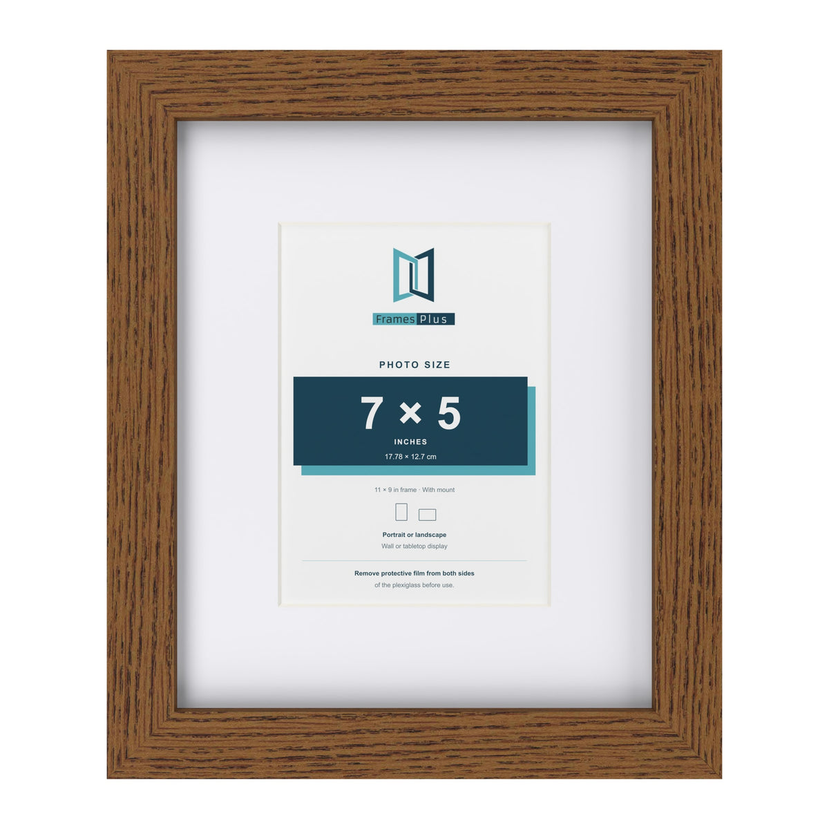 Dark Oak 11 x 9 inch picture frame with a white mount for a 7 x 5 inch photo