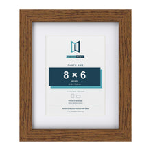 Dark Oak 11 x 9 inch picture frame with a white mount for a 8 x 6 inch photo