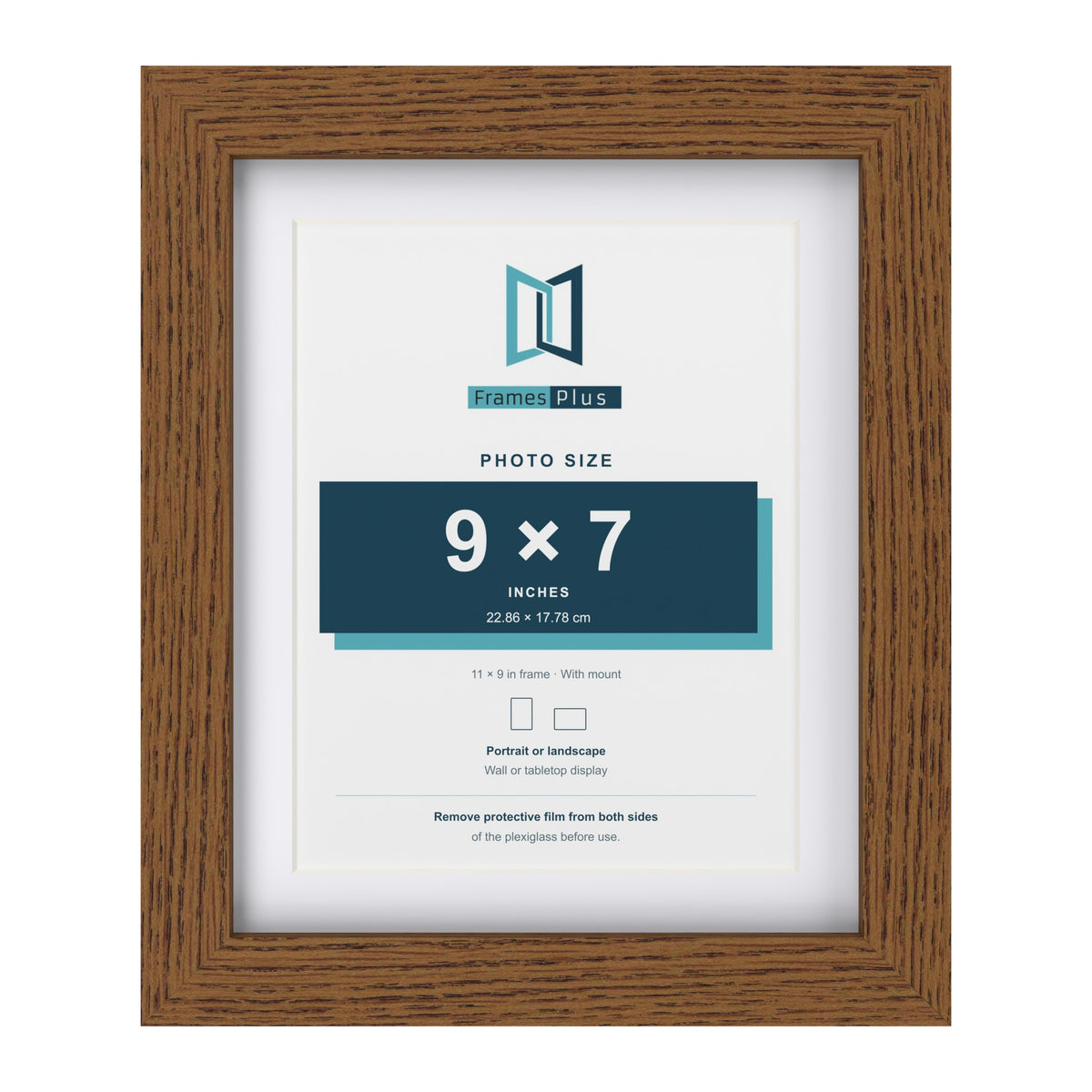 Dark Oak 11 x 9 inch picture frame with a white mount for a 9 x 7 inch photo