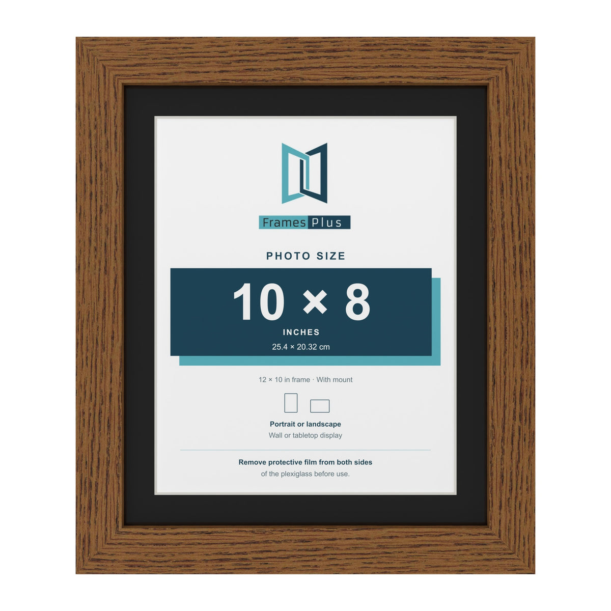 Dark Oak 12 x 10 inch picture frame with a black mount for a 10 x 8 inch photo