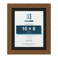 Dark Oak 12 x 10 inch picture frame with a black mount for a 10 x 8 inch photo