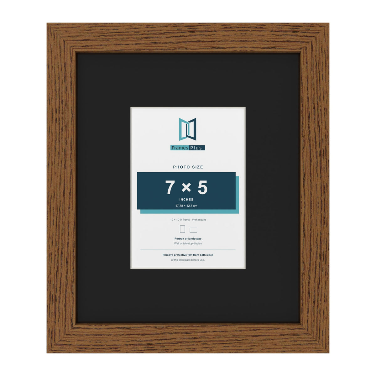 Dark Oak 12 x 10 inch picture frame with a black mount for a 7 x 5 inch photo
