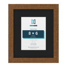 Dark Oak 12 x 10 inch picture frame with a black mount for an 8 x 6 inch photo