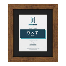 Dark Oak 12 x 10 inch picture frame with a black mount for a 9 x 7 inch photo