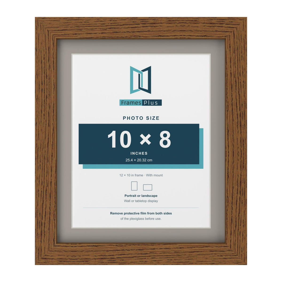 Dark Oak 12 x 10 inch picture frame with a Dawn Grey mount for a 10 x 8 inch photo