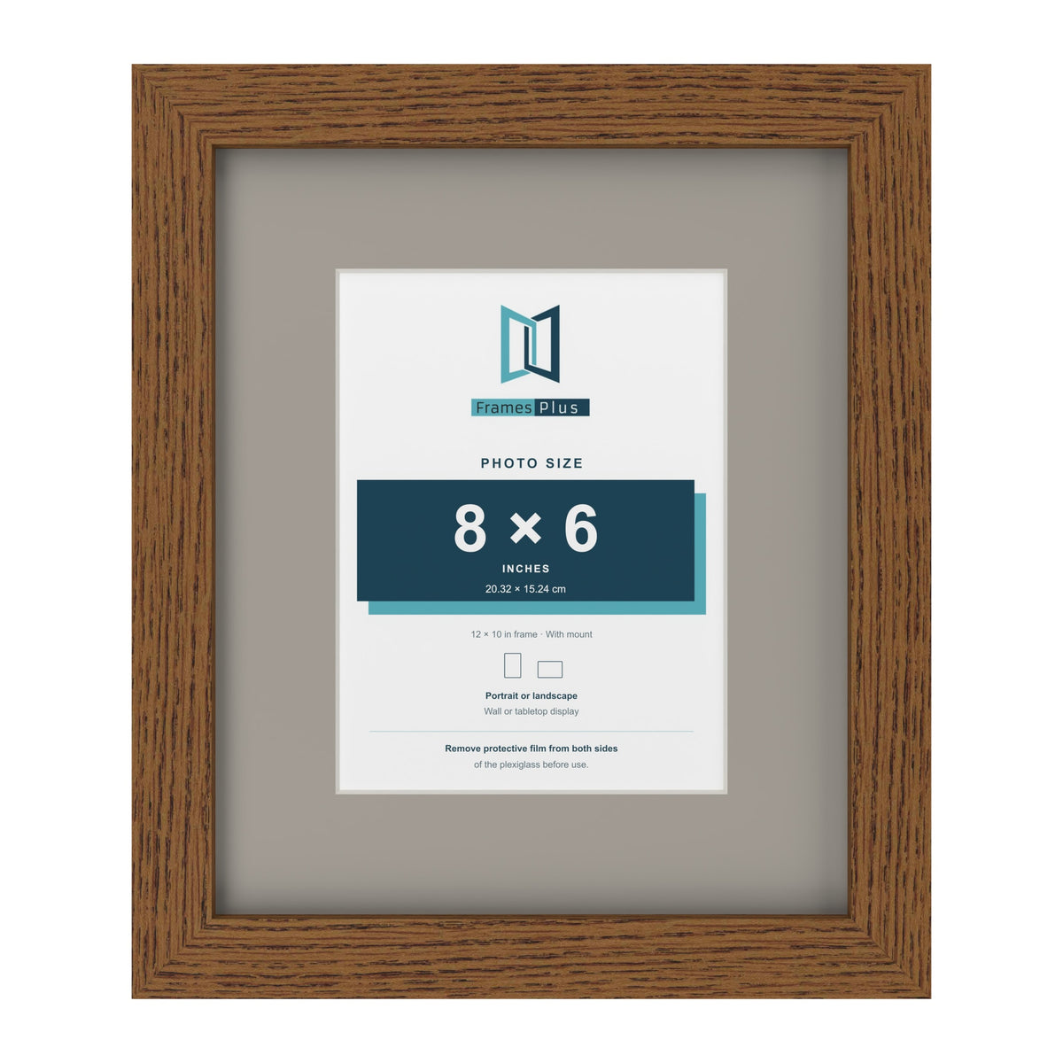 Dark Oak 12 x 10 inch picture frame with a Dawn Grey mount for an 8 x 6 inch photo