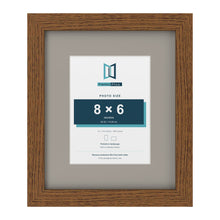 Dark Oak 12 x 10 inch picture frame with a Dawn Grey mount for an 8 x 6 inch photo