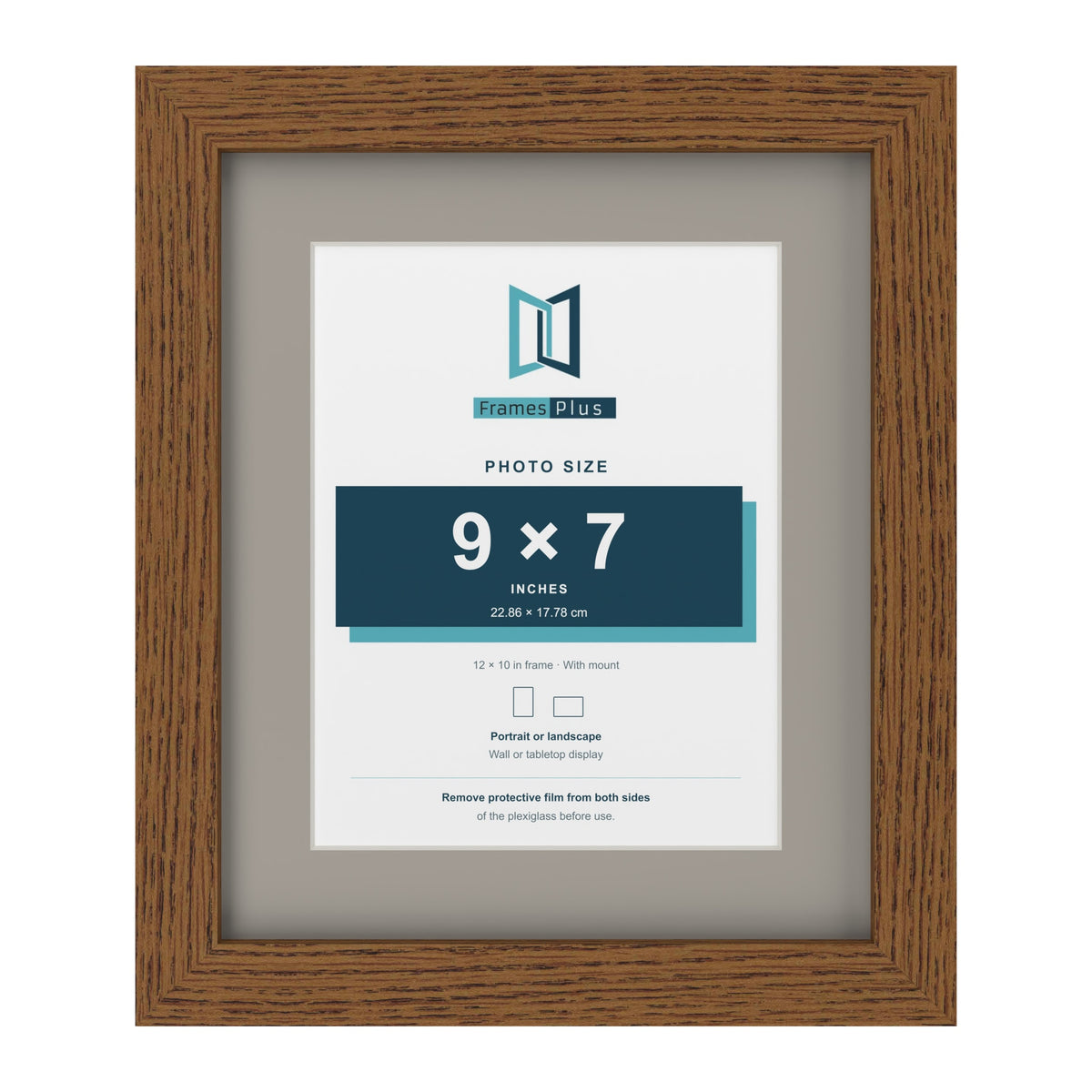 Dark Oak 12 x 10 inch picture frame with a Dawn Grey mount for a 9 x 7 inch photo