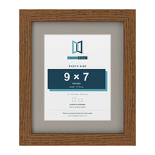 Dark Oak 12 x 10 inch picture frame with a Dawn Grey mount for a 9 x 7 inch photo