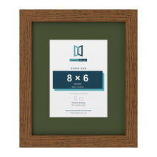 Dark Oak 12 x 10 inch picture frame with a green mount for an 8 x 6 inch photo