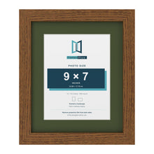 Dark Oak 12 x 10 inch picture frame with a green mount for a 9 x 7 inch photo