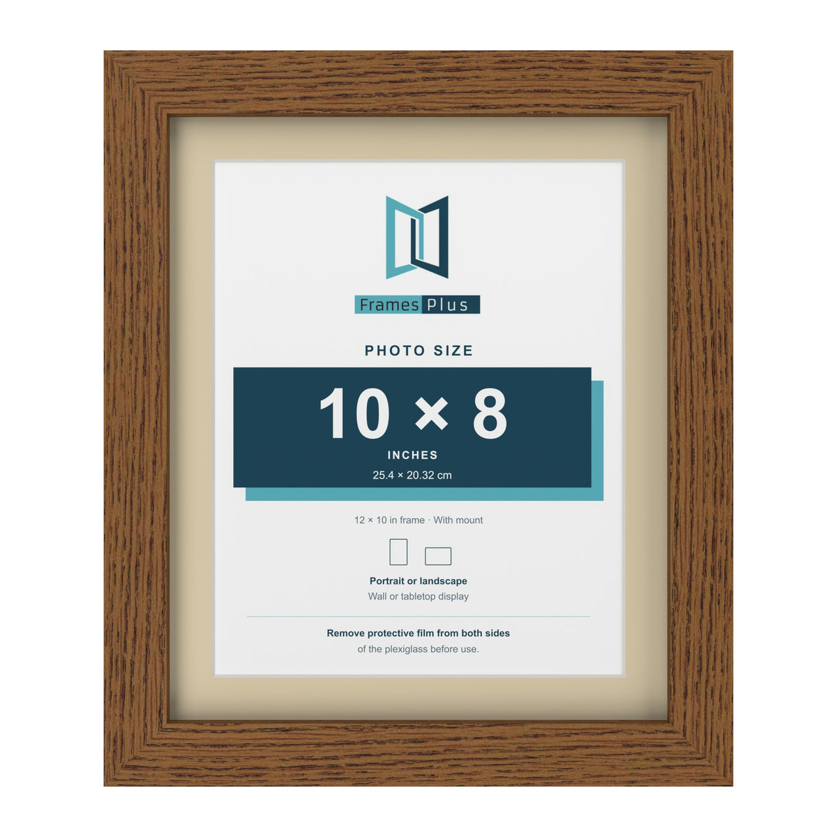 Dark Oak 12 x 10 inch picture frame with an ivory mount for a 10 x 8 inch photo