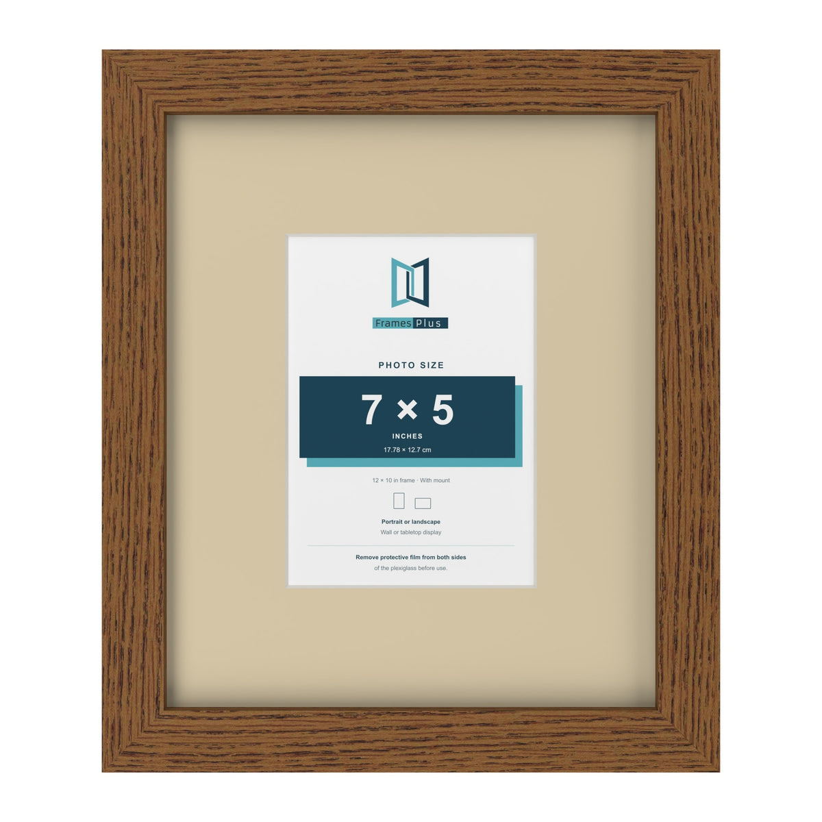 Dark Oak 12 x 10 inch picture frame with an ivory mount for a 7 x 5 inch photo
