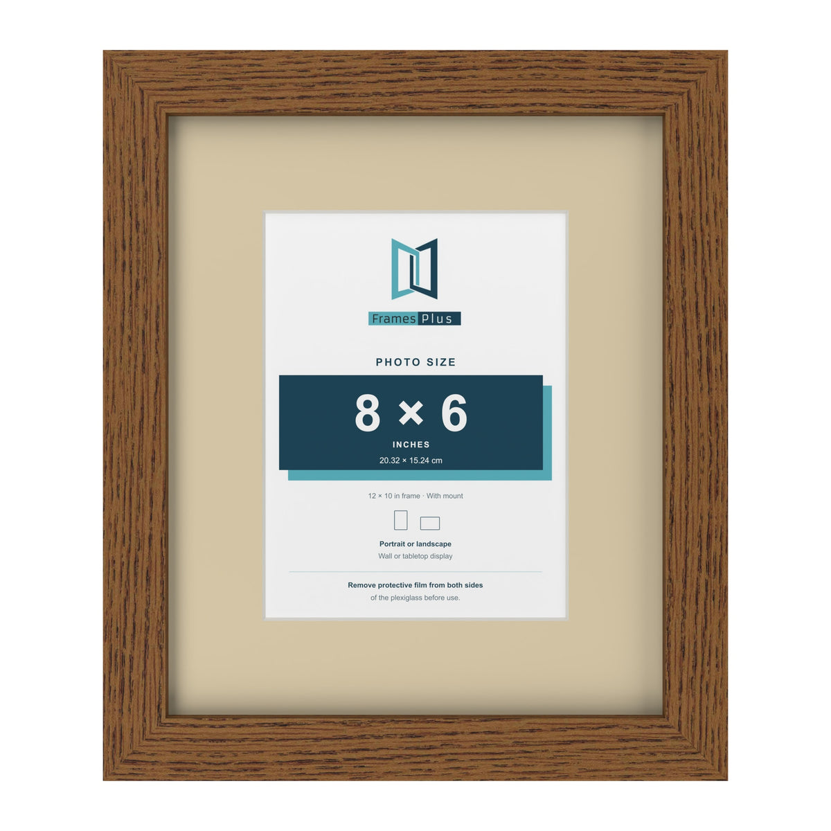 Dark Oak 12 x 10 inch picture frame with an ivory mount for an 8 x 6 inch photo