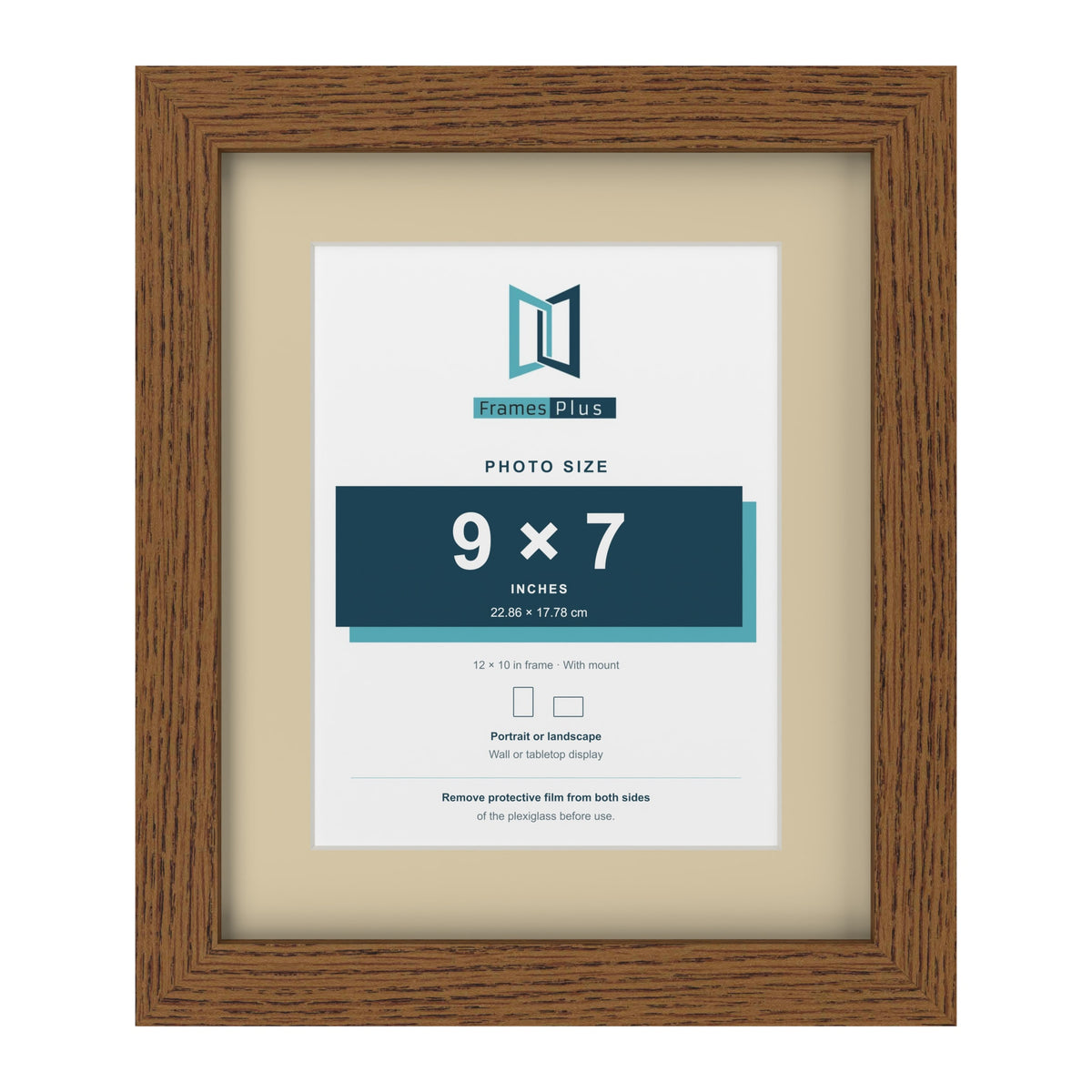 Dark Oak 12 x 10 inch picture frame with an ivory mount for a 9 x 7 inch photo