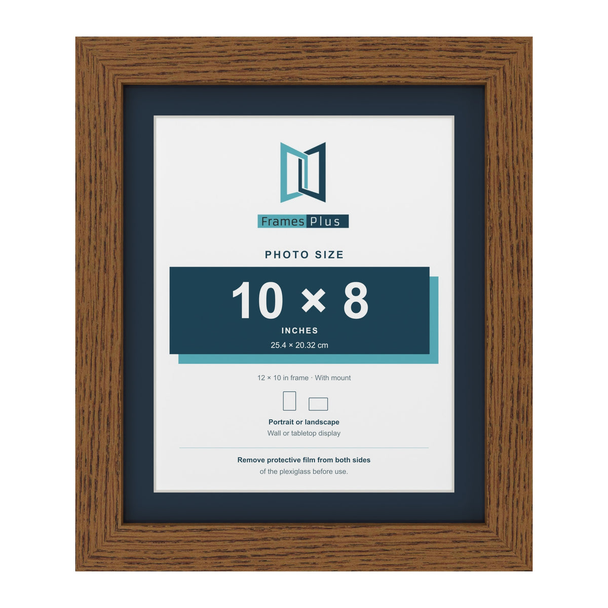 Dark Oak 12 x 10 inch picture frame with a Pacific Blue mount for a 10 x 8 inch photo